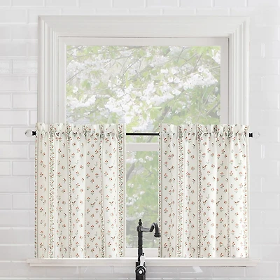 No 918 Riverwood Floral Stripe 2-pc. Rod Pocket Window Tier