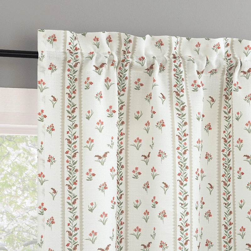 No 918 Riverwood Floral Stripe 2-pc. Rod Pocket Window Tier