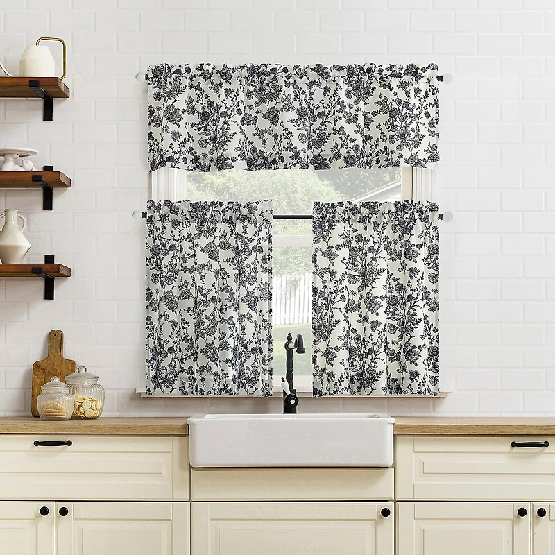No 918 Elara Tonal Botanical Rod Pocket Tailored Valance