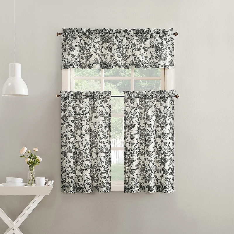 No 918 Elara Tonal Botanical Rod Pocket Tailored Valance