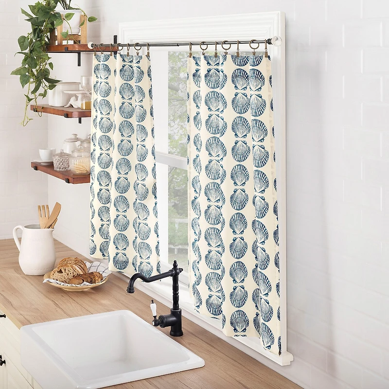 No 918 Sandbar Tonal Seashell Print 2-pc. Rod Pocket Window Tier
