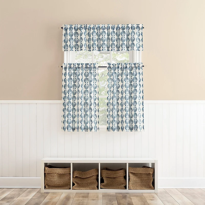 No 918 Sandbar Tonal Seashell Print 2-pc. Rod Pocket Window Tier