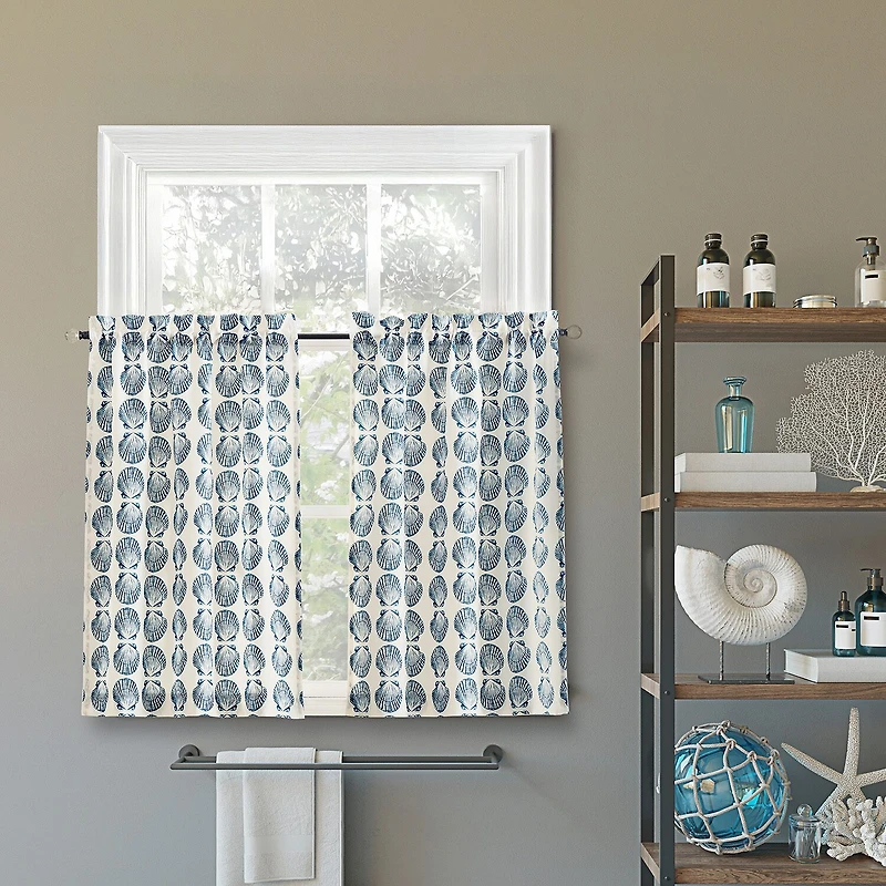 No 918 Sandbar Tonal Seashell Print 2-pc. Rod Pocket Window Tier
