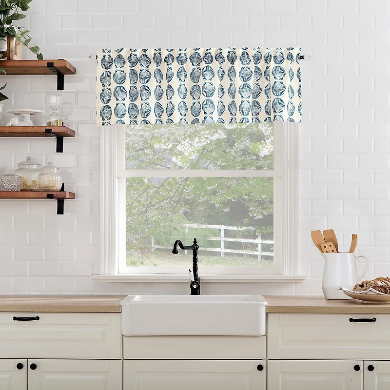 No 918 Sandbar Tonal Seashell Print 2-pc. Rod Pocket Window Tier