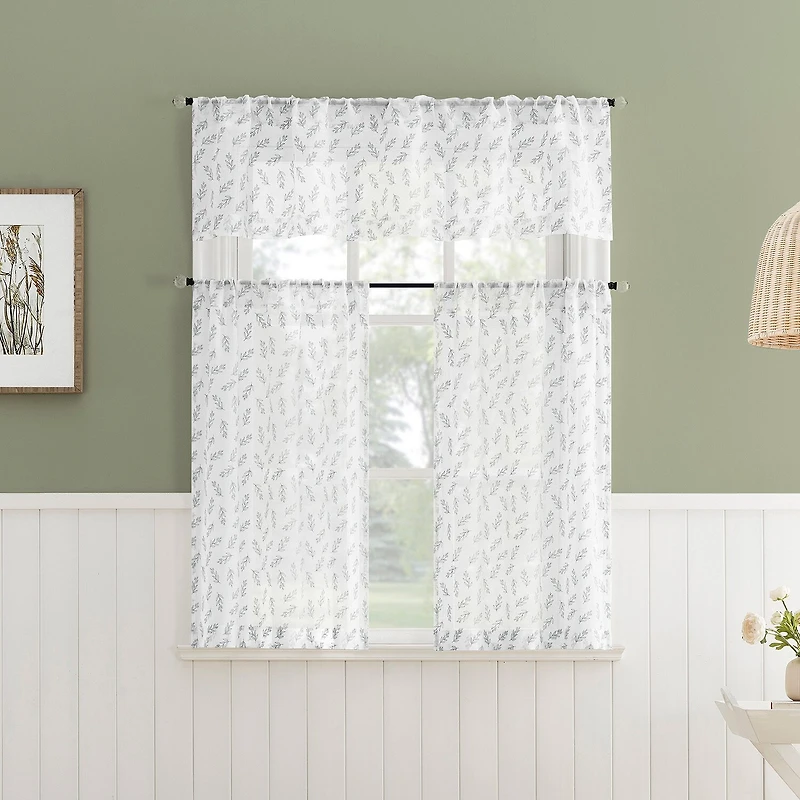 No 918 Hawthorne Floral Leaf Rod Pocket Tailored Valance