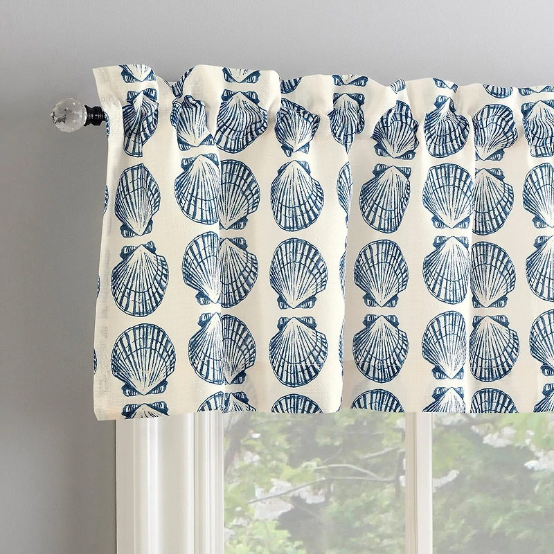 No 918 Sandbar Tonal Seashell Print Rod Pocket Tailored Valance