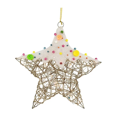 17'' Lighted Champagne Gold Candy Covered Star Christmas Window Decoration