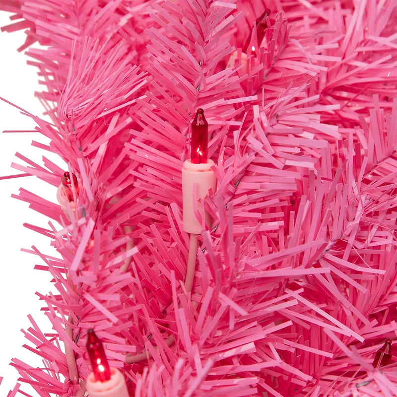 Northlight 36" Pink Spruce Artificial Pink Lights Pre-Lit Wreath