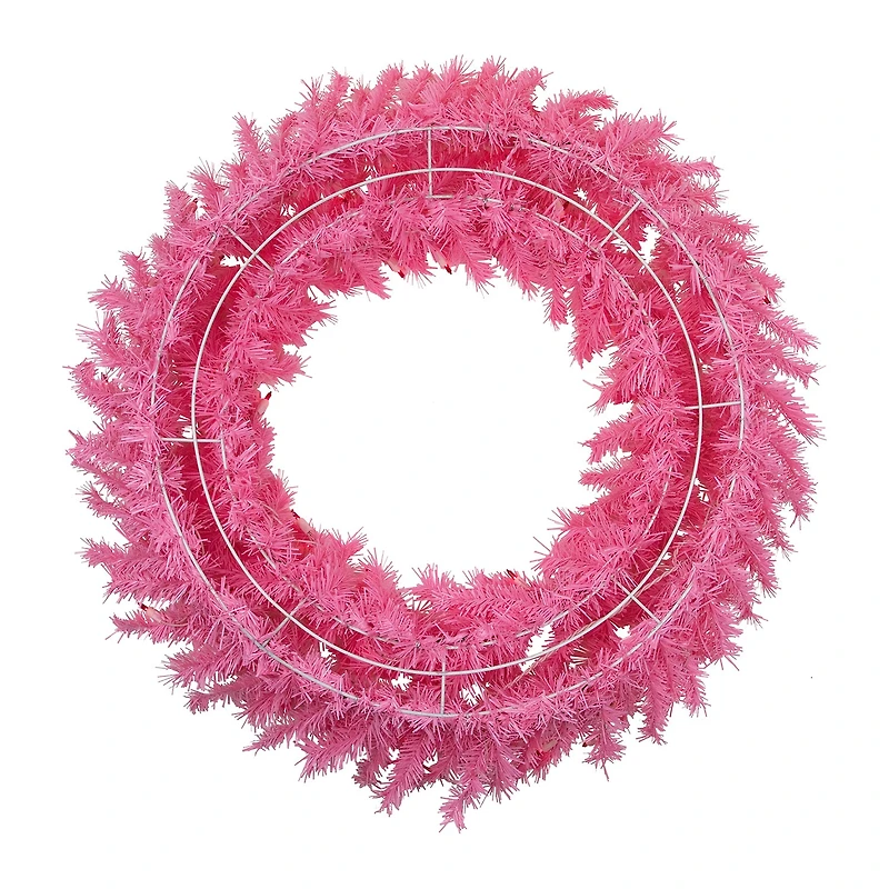 Northlight 36" Pink Spruce Artificial Pink Lights Pre-Lit Wreath