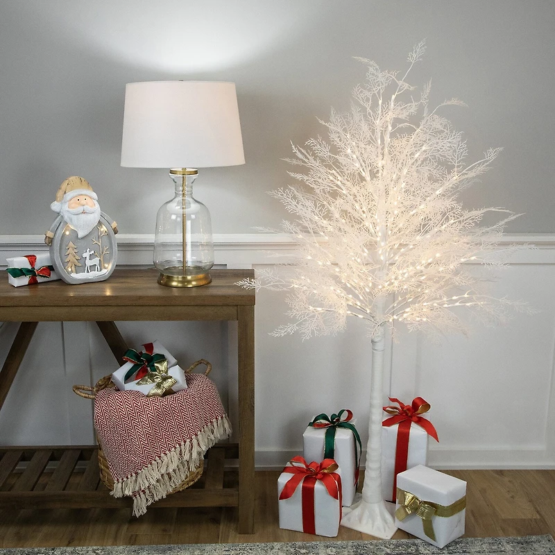 Northlight White Led Lighted Floral Artificial Warm White Lights 5 Foot Pre-Lit Christmas Tree