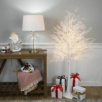 Northlight White Led Lighted Floral Artificial Warm White Lights 5 Foot Pre-Lit Christmas Tree