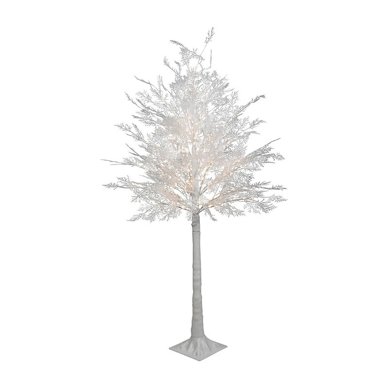 Northlight White Led Lighted Floral Artificial Warm White Lights 5 Foot Pre-Lit Christmas Tree