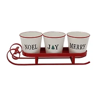 Northlight 18.75" Red Sleigh With Sentiment Buckets Centerpiece Christmas Tabletop Decor