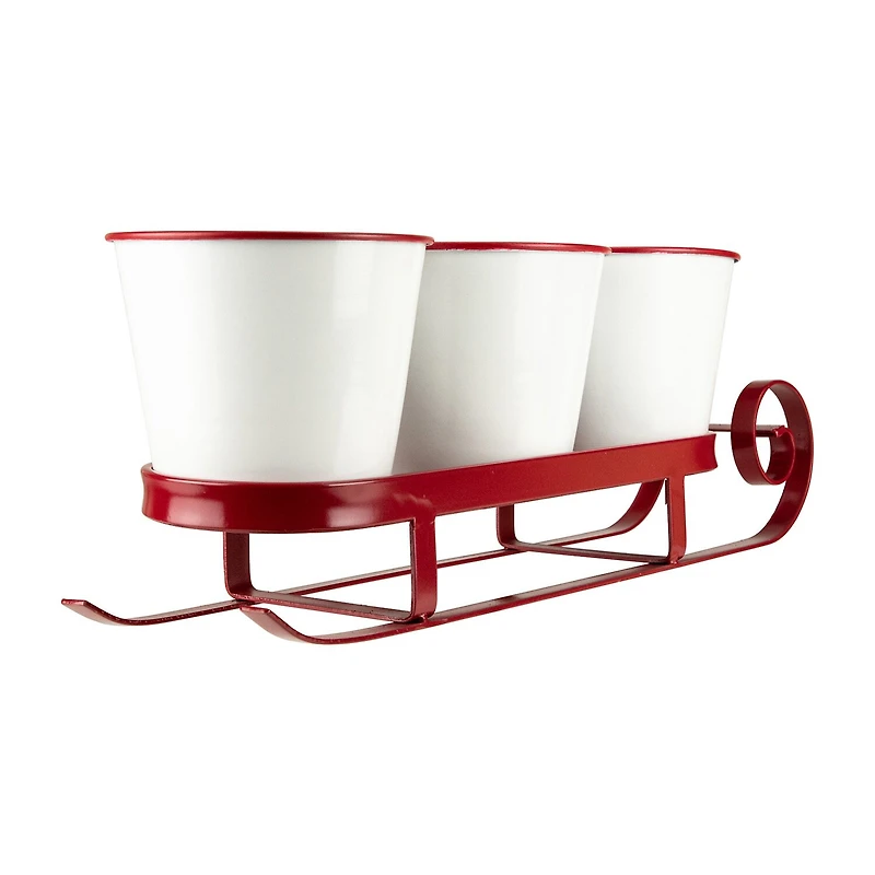 Northlight 18.75" Red Sleigh With Sentiment Buckets Centerpiece Christmas Tabletop Decor
