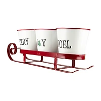 Northlight 18.75" Red Sleigh With Sentiment Buckets Centerpiece Christmas Tabletop Decor
