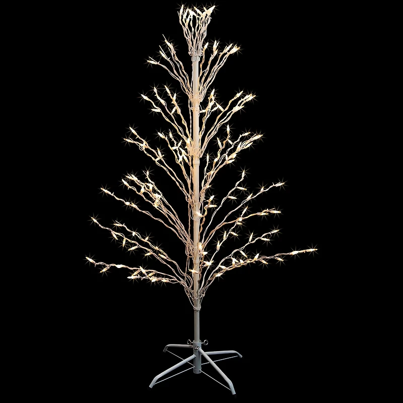 Northlight 4' White Cascade Twig Tree Outdoor Decoration Clear Lights Christmas Yard Art