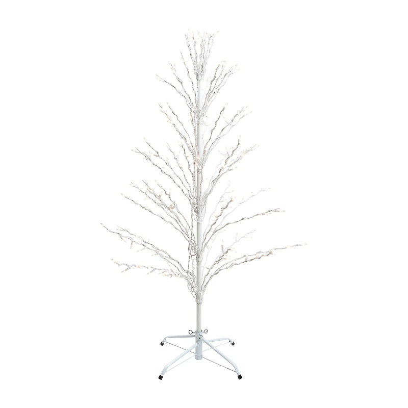 Northlight 4' White Cascade Twig Tree Outdoor Decoration Clear Lights Christmas Yard Art