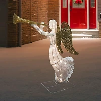 Northlight 48" Led Gold And Silver Trumpeting Angel Outdoor Christmas Yard Art