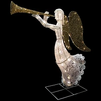 Northlight 48" Led Gold And Silver Trumpeting Angel Outdoor Christmas Yard Art