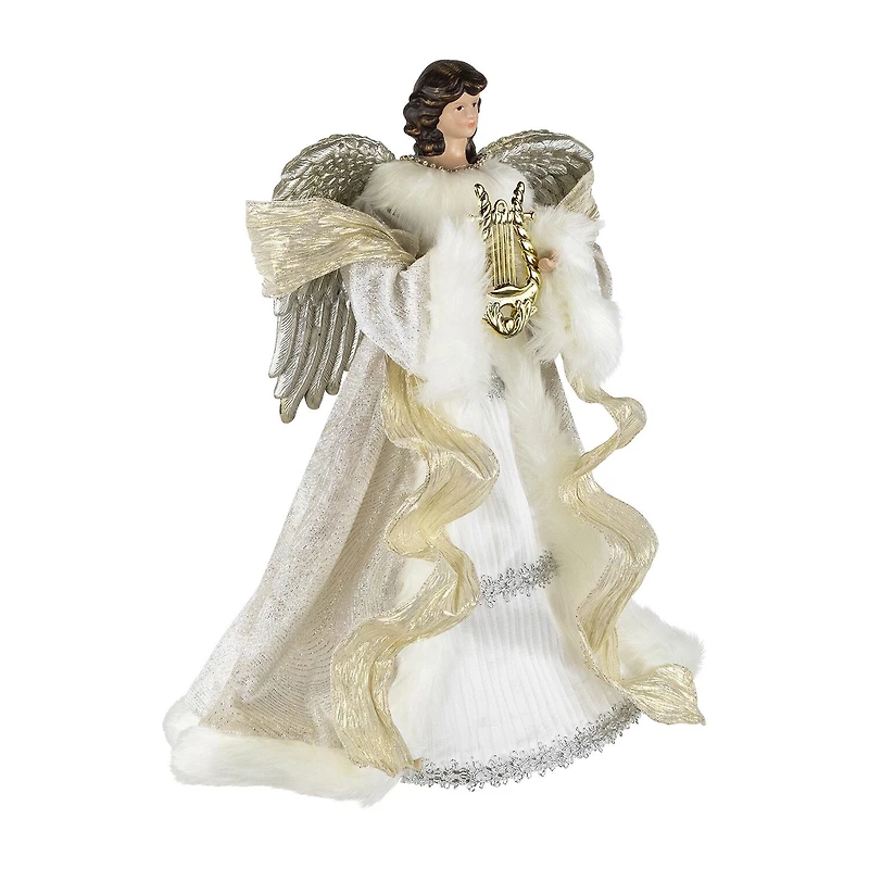 Northlight 18" White And Silver Angel Unlit Christmas Tree Topper