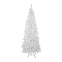 Northlight White Georgian Pencil Artificial  Warm White Led Lights 7 1/2 Foot Pre-Lit Pine Christmas Tree