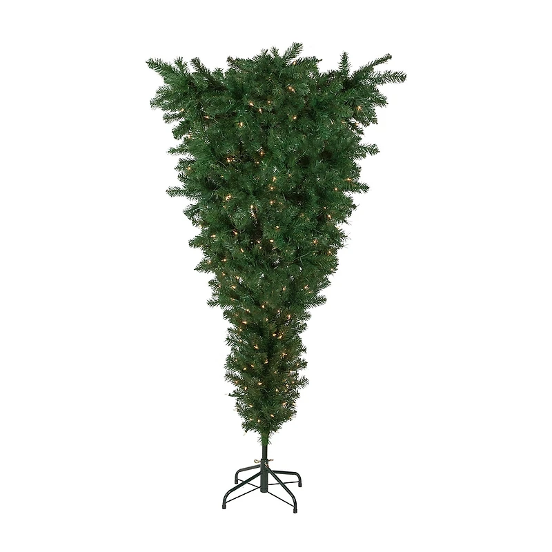 Northlight Green Upside Down Spruce Artificial Clear Lights 7 1/2 Foot Pre-Lit Christmas Tree