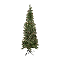 Northlight Yorkshire Pencil Artificial  Clear Lights 7 Foot Pre-Lit Pine Christmas Tree