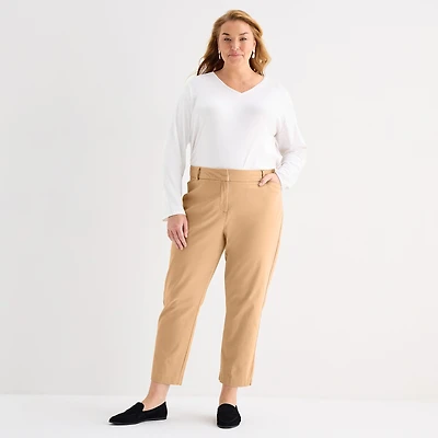 Liz Claiborne Emma Womens Plus Slim Mid Rise Ankle Pant