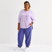 Xersion Womens Soft French Terry Crew Neck Long Sleeve Sweatshirt Plus