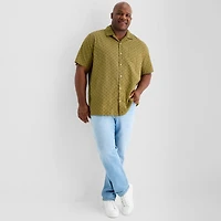 mutual weave Mens Short Sleeve Big and Tall Camp Shirt