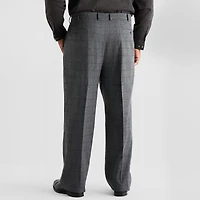 J. Ferrar Ultra Comfort Mens Big Stretch Fabric Regular Fit Plaid Flat Front Suit Pant