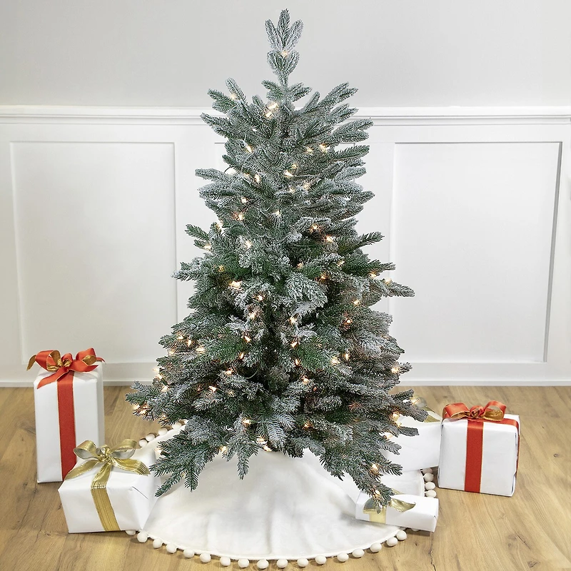 Northlight Whistler Noble Artificial Clear Lights 4 1/2 Foot Flocked Fir Christmas Tree
