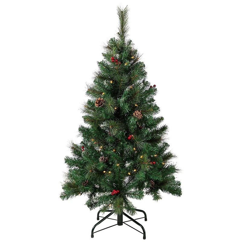 Northlight Frosted Carolina Berry Spruce Artificial Clear Lights 4 Foot Pre-Lit Christmas Tree