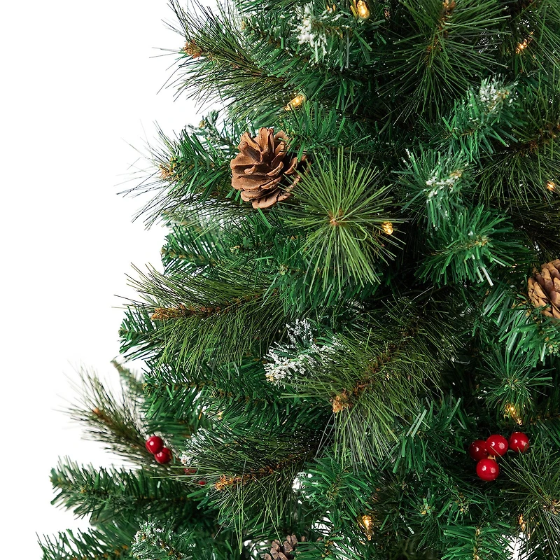 Northlight Frosted Carolina Berry Spruce Artificial Clear Lights 4 Foot Pre-Lit Christmas Tree