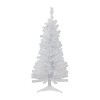 Northlight Rockport White Artificial  Green Lights 4 Foot Pre-Lit Pine Christmas Tree