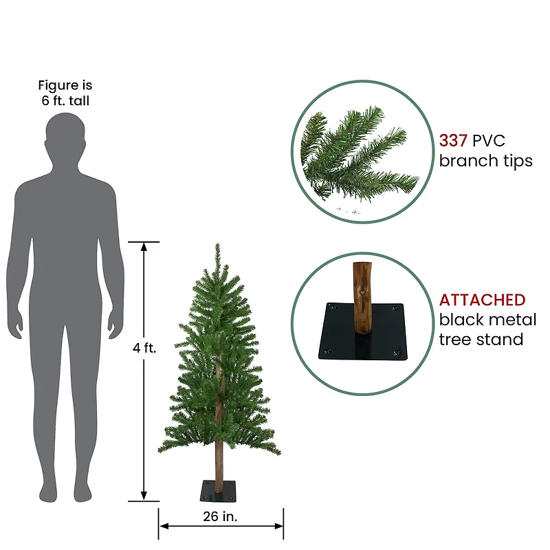 Northlight Alartificial Unlit 4 Foot Pine Christmas Tree