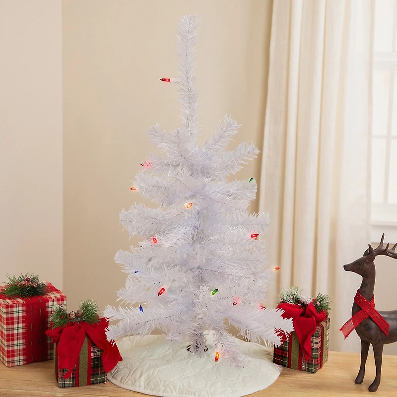 Northlight Lighted Woodbury White Slim Artificial Multi Lights 2 Foot Pre-Lit Pine Christmas Tree