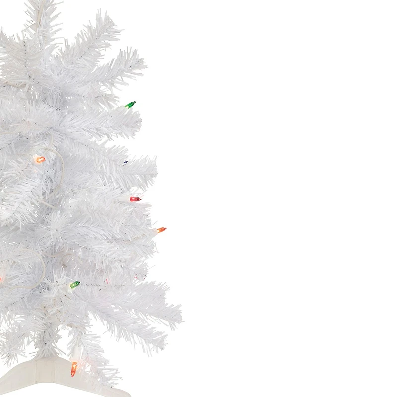 Northlight Lighted Woodbury White Slim Artificial Multi Lights 2 Foot Pre-Lit Pine Christmas Tree