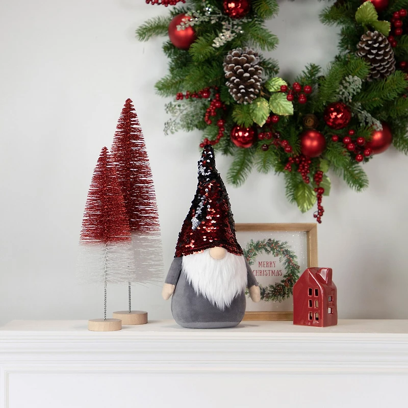 Northlight 11in Standing Christmas Decoration With Red Flip Sequin Hat Christmas Gnome