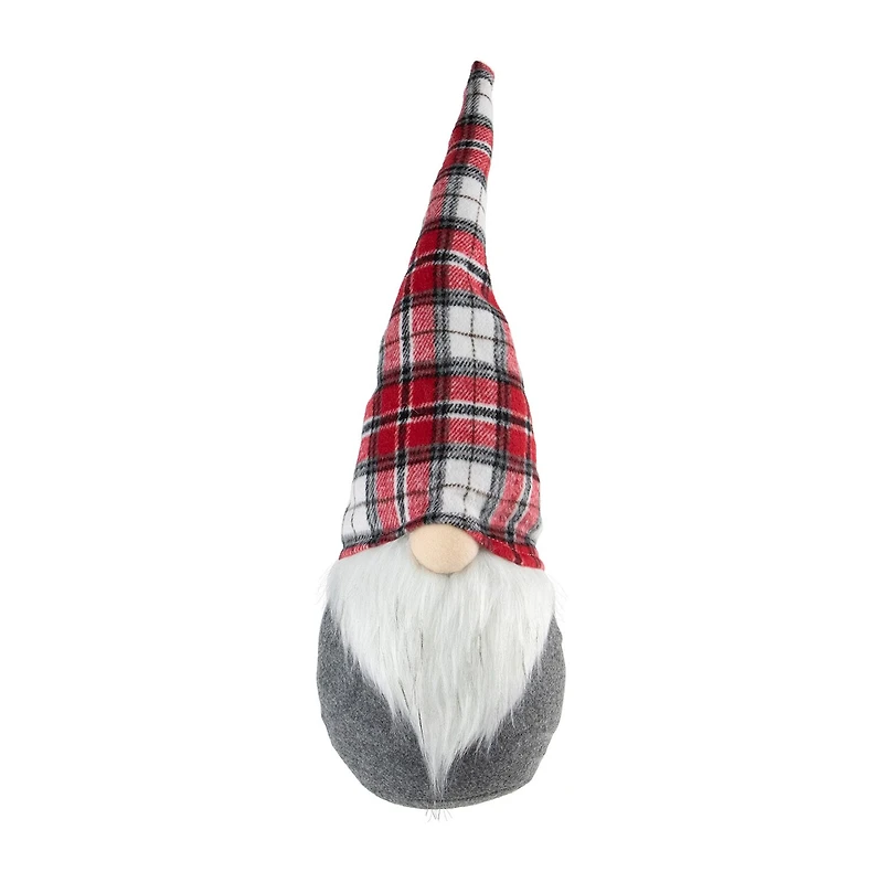 Northlight 18.75in Gray With Red Plaid Hat Christmas Decoration Christmas Gnome