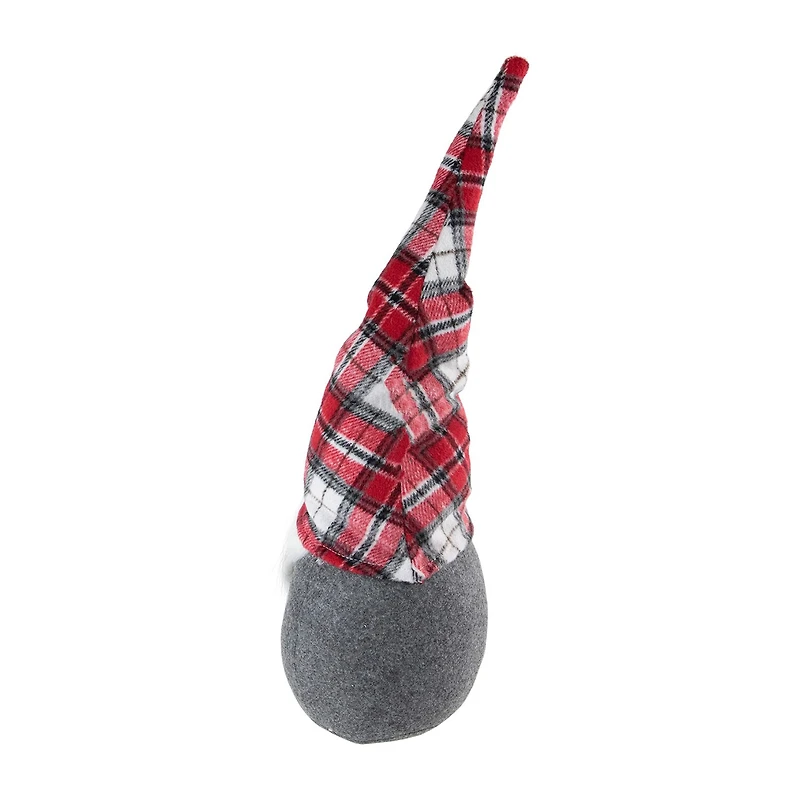Northlight 18.75in Gray With Red Plaid Hat Christmas Decoration Christmas Gnome