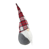 Northlight 18.75in Gray With Red Plaid Hat Christmas Decoration Christmas Gnome