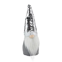 Northlight 14in Gray Standing Christmas  With Silver Flip Sequin Hat Christmas Gnome