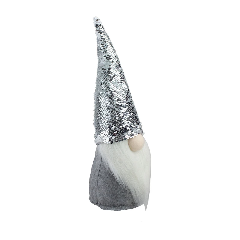 Northlight 14in Gray Standing Christmas With Silver Flip Sequin Hat Christmas Gnome