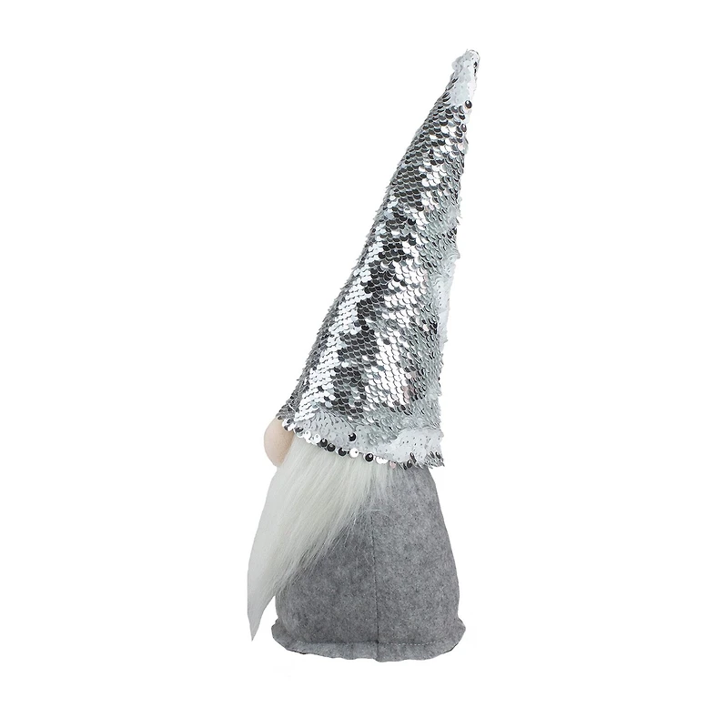 Northlight 14in Gray Standing Christmas With Silver Flip Sequin Hat Christmas Gnome