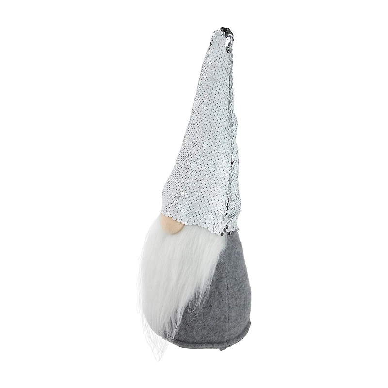 Northlight 14in Gray Standing Christmas With Silver Flip Sequin Hat Christmas Gnome