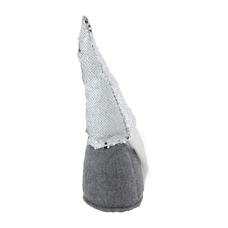 Northlight 14in Gray Standing Christmas With Silver Flip Sequin Hat Christmas Gnome