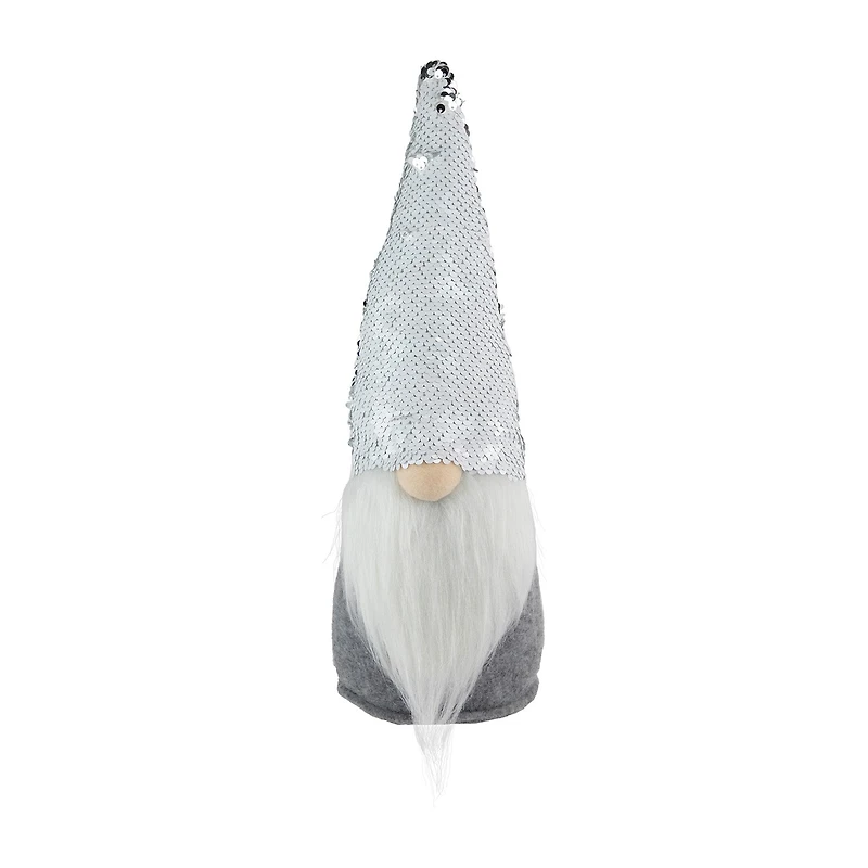 Northlight 14in Gray Standing Christmas With Silver Flip Sequin Hat Christmas Gnome