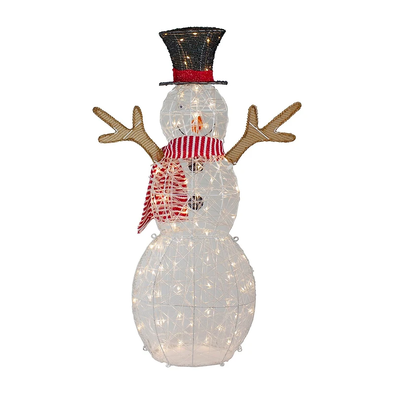 Northlight 48in Led Lighted Snowman With Top Hat And Red Scarf Christmas Yard Art