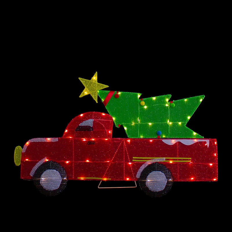Northlight 36in Led Lighted Red Truck With Tree Christmas Yard Art